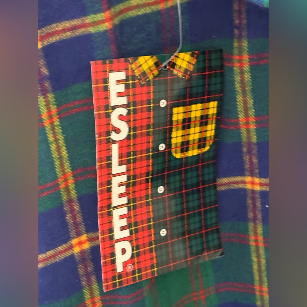 Vintage ESLEEP Plaid Long Sleeve Pajama Nightgown with Bear Embroidery - Picture 5 of 8